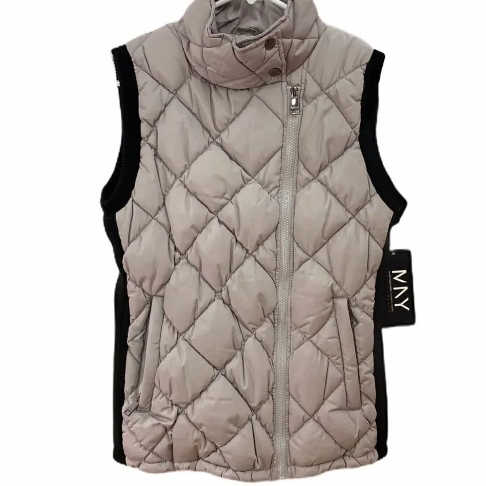 Gray Diamond Quilted Puffer Vest - NEW